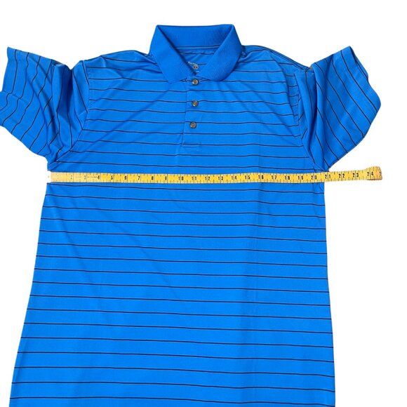 Pebble Beach Performance Golf Polo Mens Size M Royal Blue Striped Knit Preppy - Picture 9 of 10